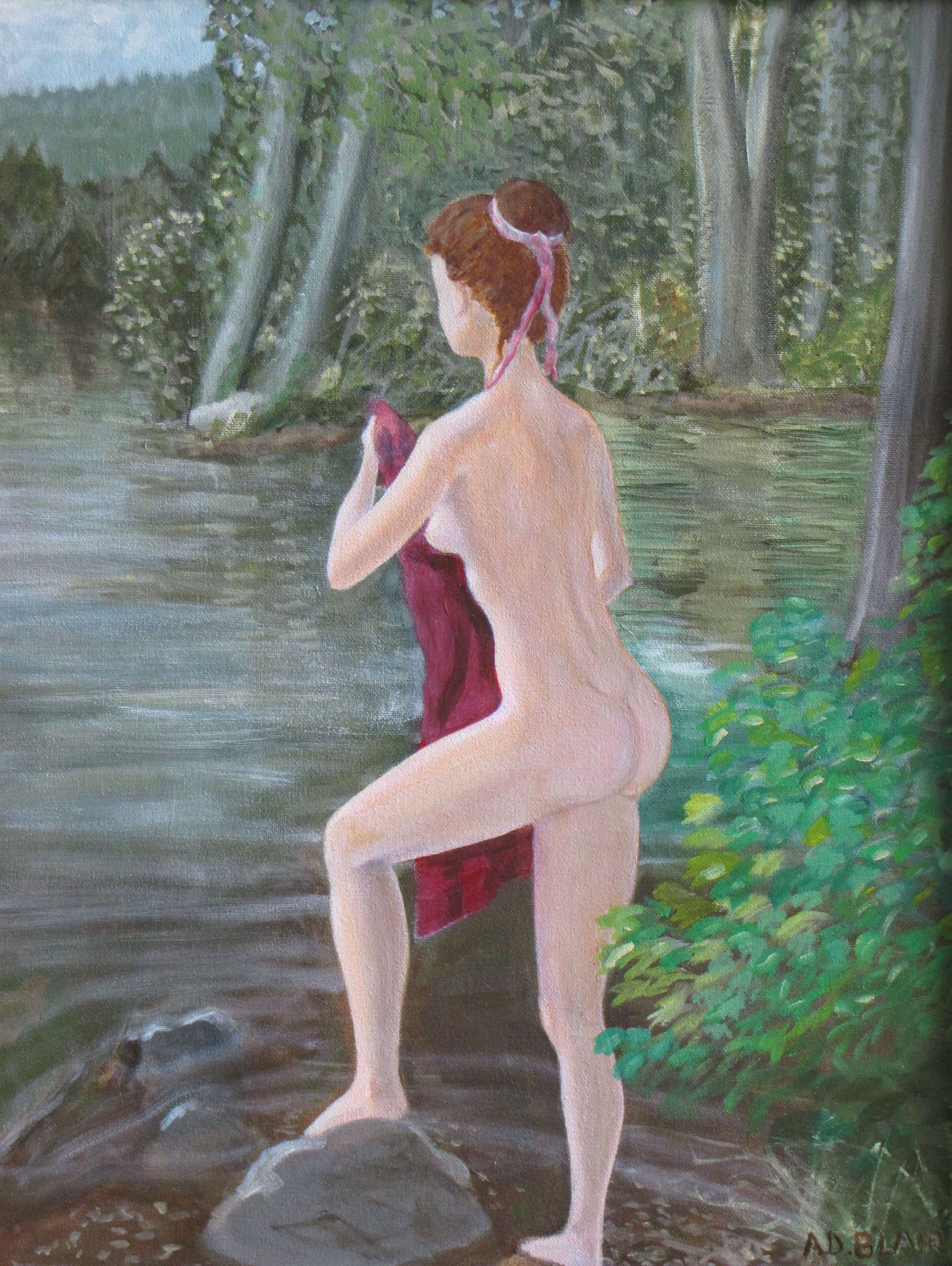 Morning Swim - oil on canvas, 14" x 18"